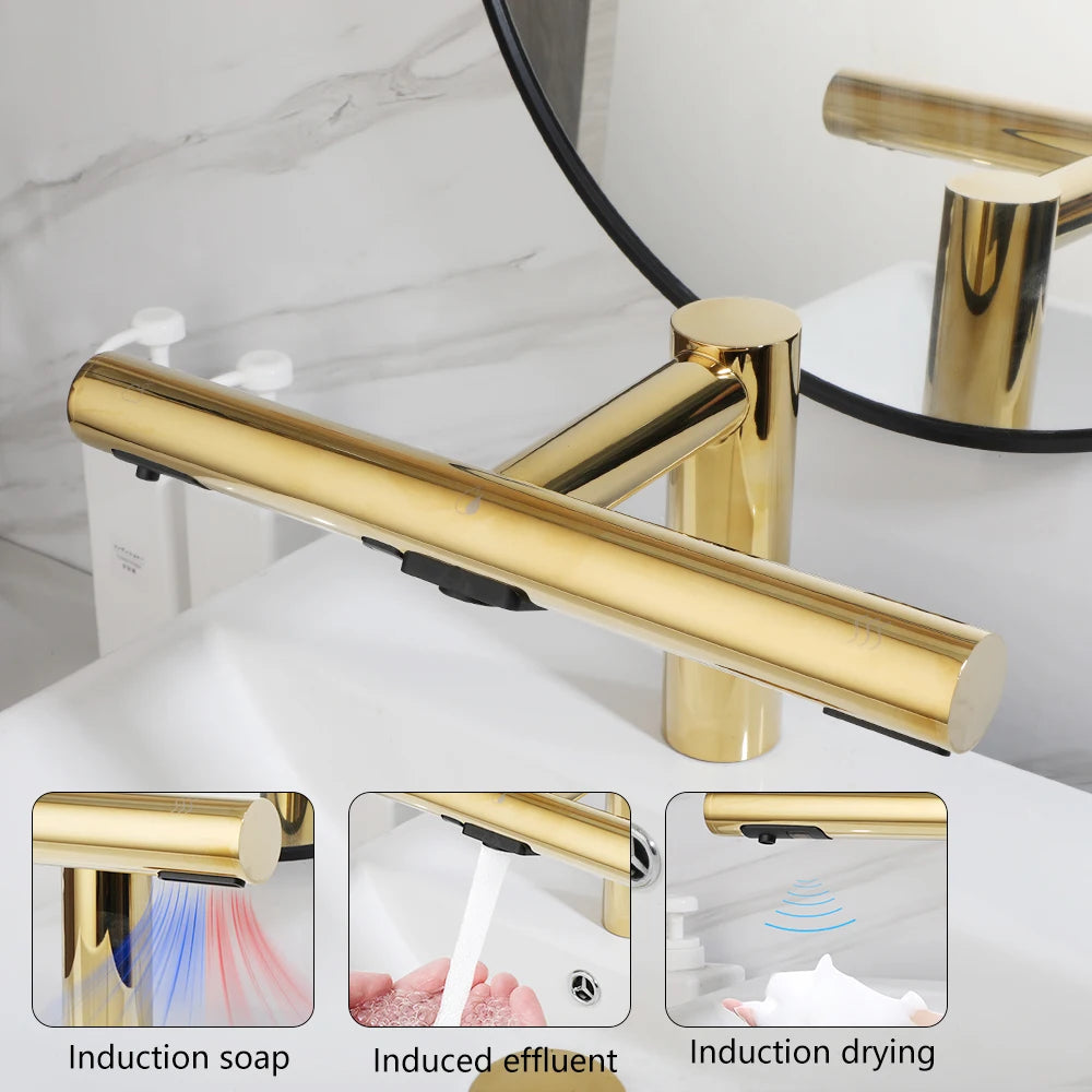KEMAIDI Bathroom Faucets 3 in 1 Design Automatic Soap Dispenser Powerful Hand Washing Bathroom Hands Dryer Drying Machine Air