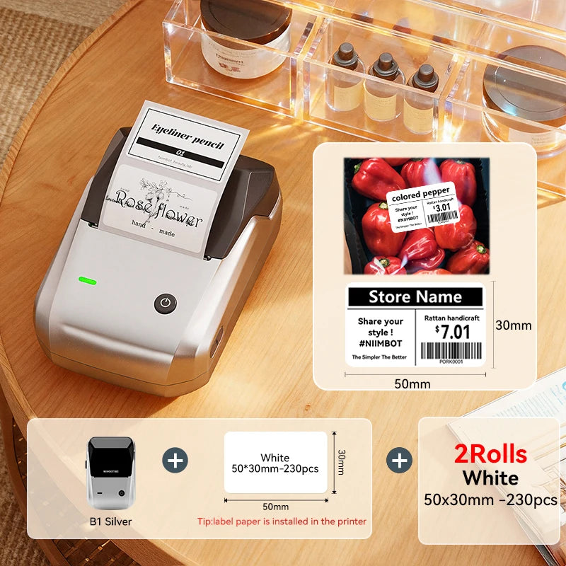 Niimbot B1/B1 Pro Inkless Label Printer Wireless Self-adhesive Label Maker DIY Price Tag Barcode Printing for Home Business