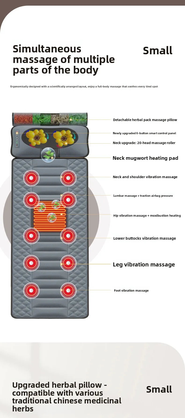 Crossborder Electric Massage Mattress Smart Home Use Full Body Heated Neck Back Waist US Massager Neck Massage Pillow Massager
