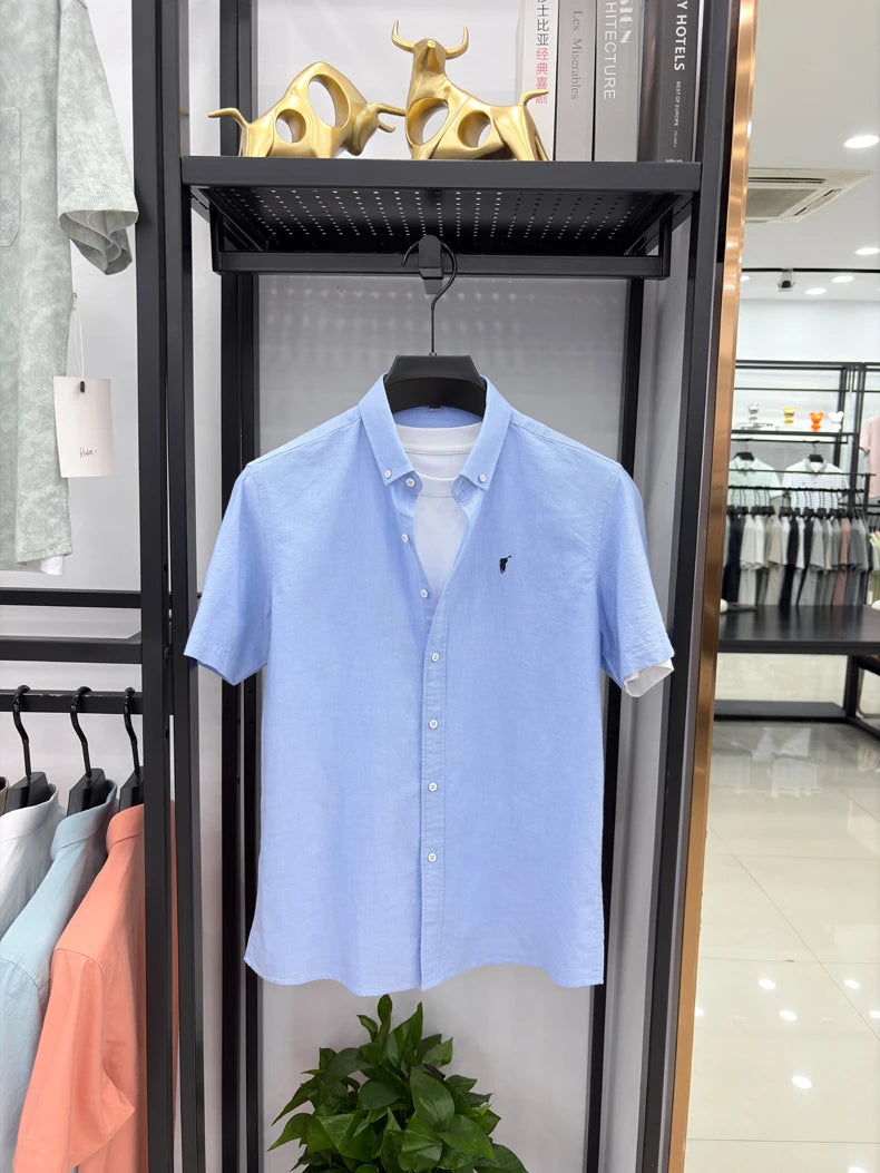 100% cotton short sleeve shirt summer classic solid color luxury brand Paul embroidery fashion business golf casual men's wear