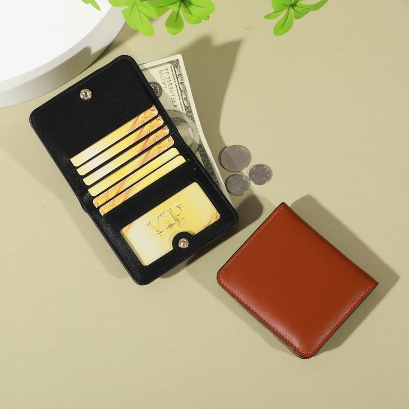 PU Minimalist Wallet - Snap Closure, Zip Pocket, Multifunctional Credit Card Holder, Casual Unisex Bag for Daily Use with