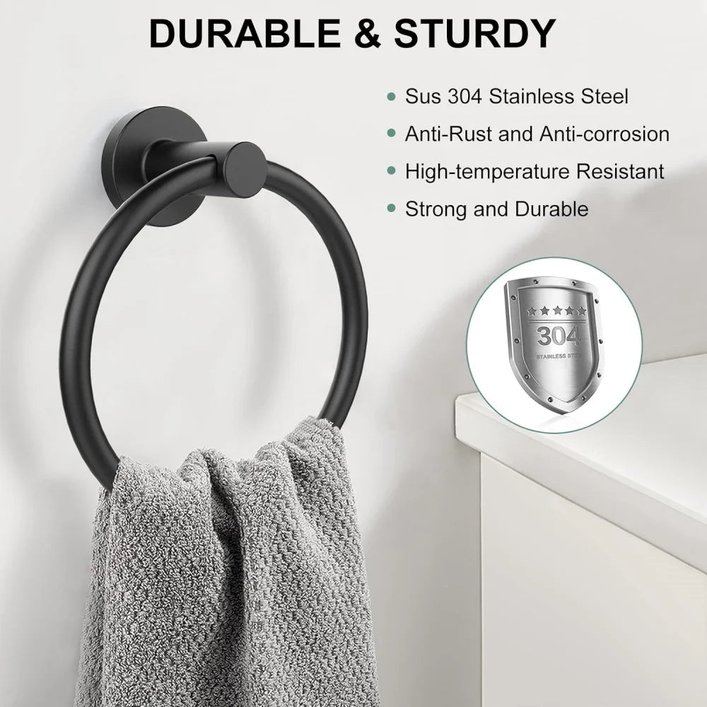 Towel Ring,Modern Hand Towel Holder for Wall,SUS304 Stainless Steel Bathroom Towel Rack, Round Bathroom Towel Hanger ,Towel Rack