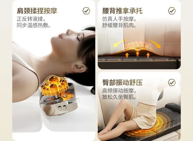Foldable Multifunctional Massage Mattress Automatic Heating Massage Pad For Neck Shoulder Waist Back Leg Foot Home Use