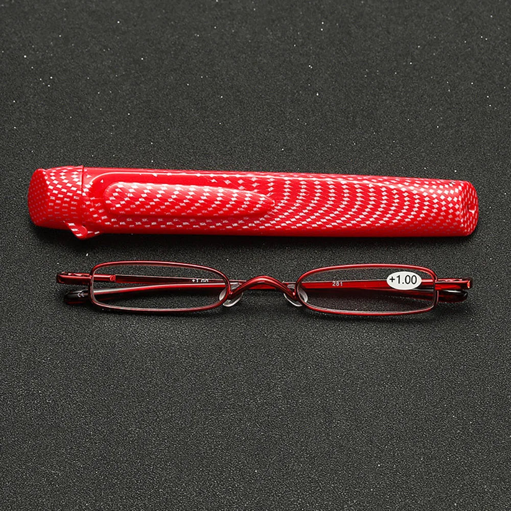 Elegant Reading Glasses Metal Frame Ultra-thin Men Women Reading Glasses Portable Mini Reading Presbyopia Eyeglasses with Box
