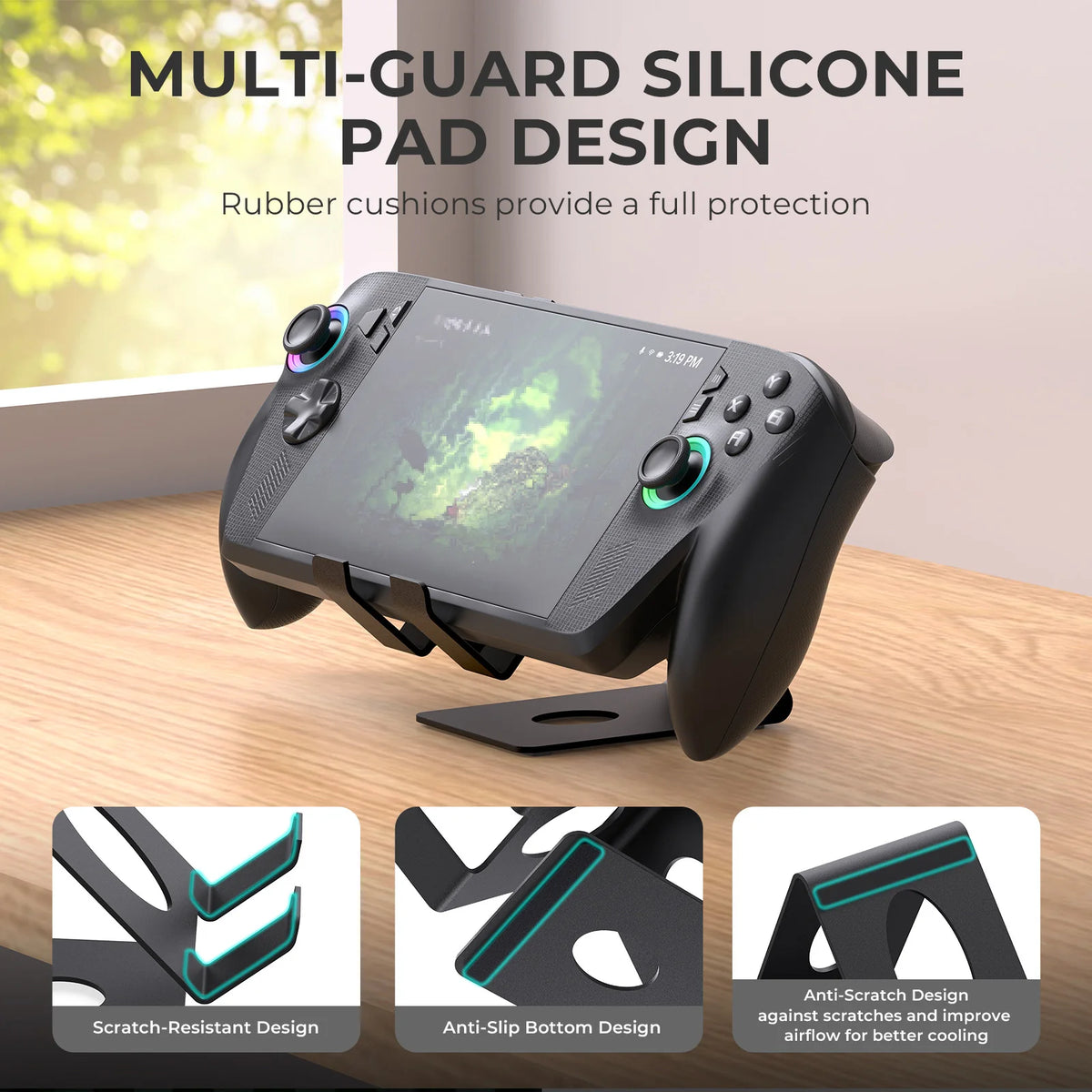 Desktop Stand Holder X155 for Game Console,Tablets Stand with Anti-Slip Silicone Pad Compatible with Steam Deck/ROG/Switch/Phone
