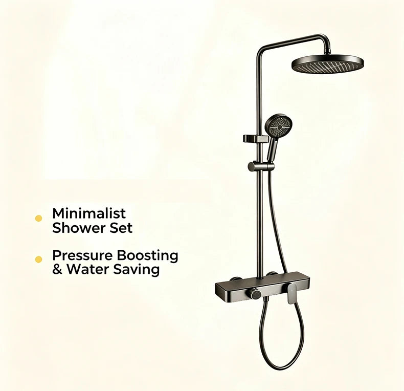 Household Bathroom Shower Set Gray Rainfall Shower Faucet Set Apartment Hotel Bathtub Showers Multifunction Pressure Showerhead