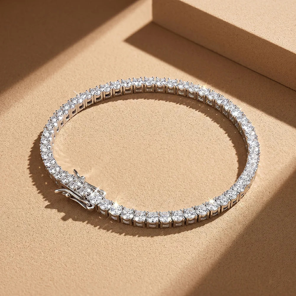 OEVAS Full Moissanite Tennis Bracelet 925 Silver Plated 18k Gold for Women Man Wedding Party Fine Jewelry Can Pass Diamond Test