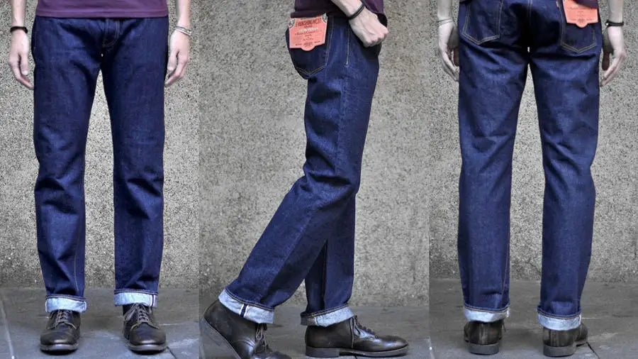 FREEWHEELERS 601XX 1951, five bags of 14oz indigo vintage jeans