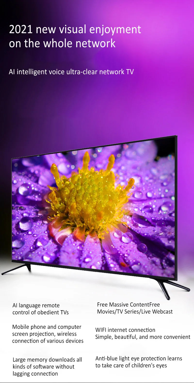 75-inch LCD TV Set 50/55/65/70 Network 80/43/4 6/32 Wireless HD 60-inch Television