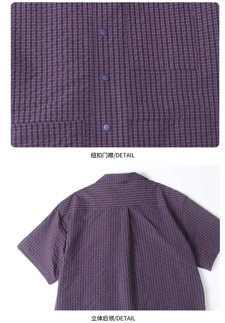 Summer Outdoor Shirt Men Short Sleeve Summer Streetwear Cleanfit Fashion Loose Casual Oversize Plaid Blouse Hawaiian Shirts
