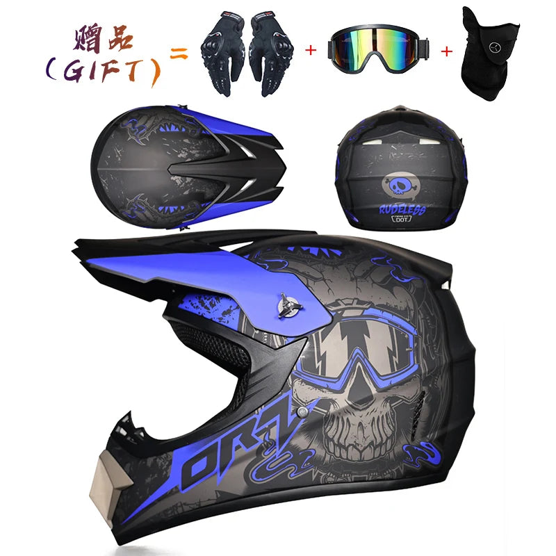 Off-road Motorcycle Helmet, Adult Motocross ATV Downhill MTB DH Helmet with Visor, DOT Approved Capacetes for Riding