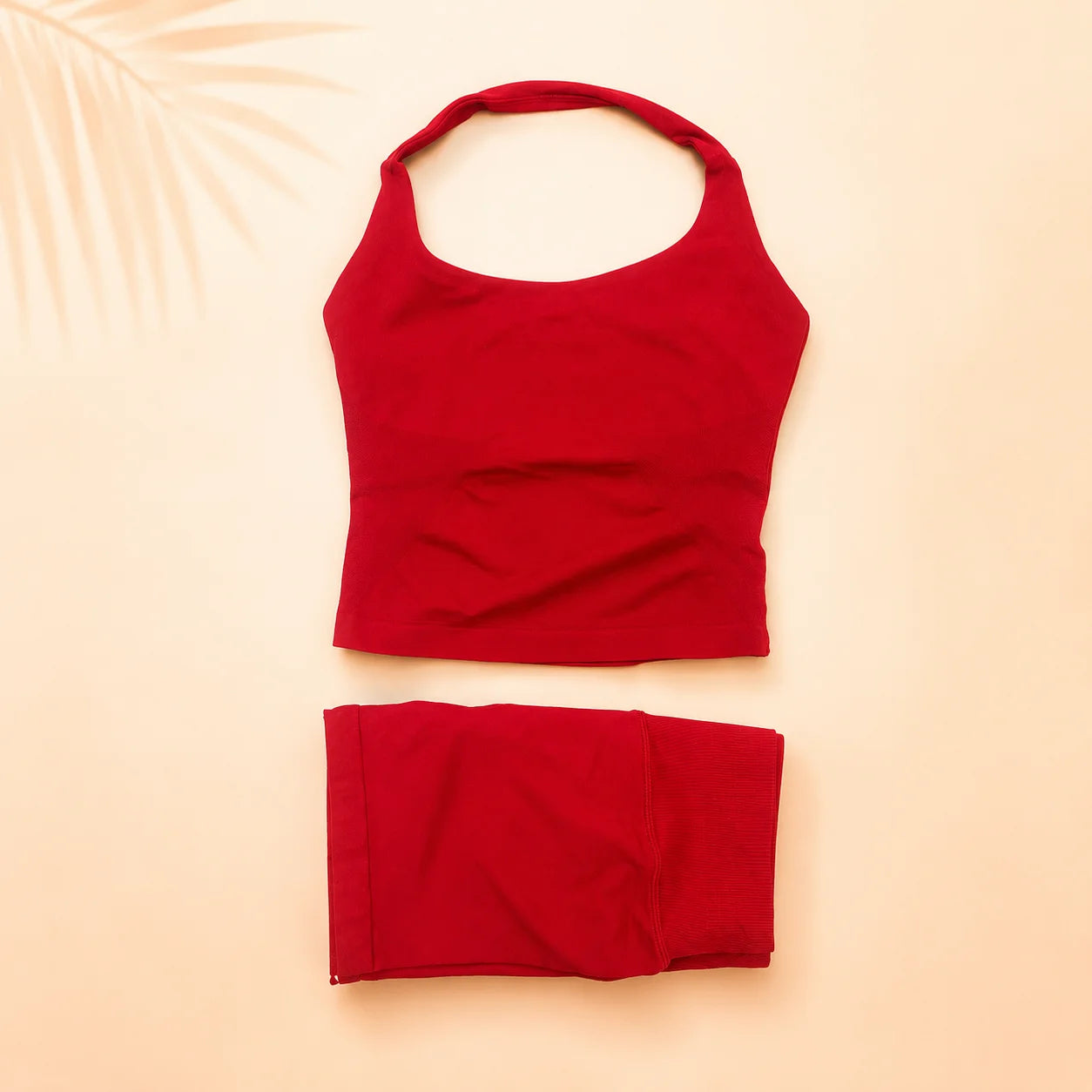 Women Halter Neck Workout Set Seamless Tank Top High Waist Leggings Yoga Gym Fitness Sportswear 2PCS Set