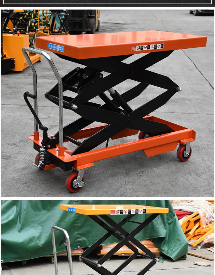 Manual hydraulic mobile lifting platform car scissors elevator mold logistics platform forklift