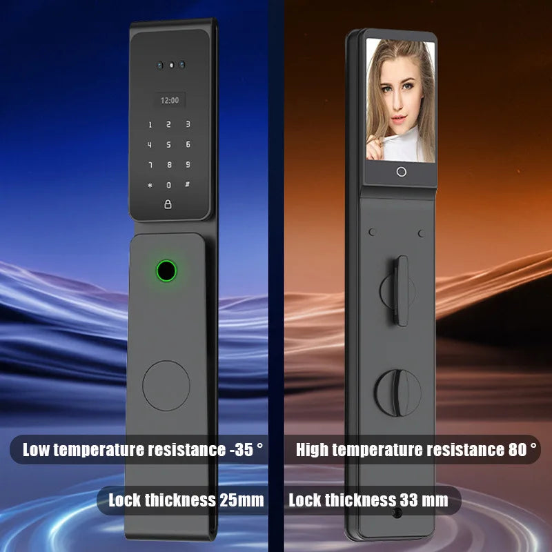 EGFirtor TUYA  APP Remote Control IC Card Electronic Smart Door Lock Waterproof  3D Face Password Fingerprint Keys Unlock Way