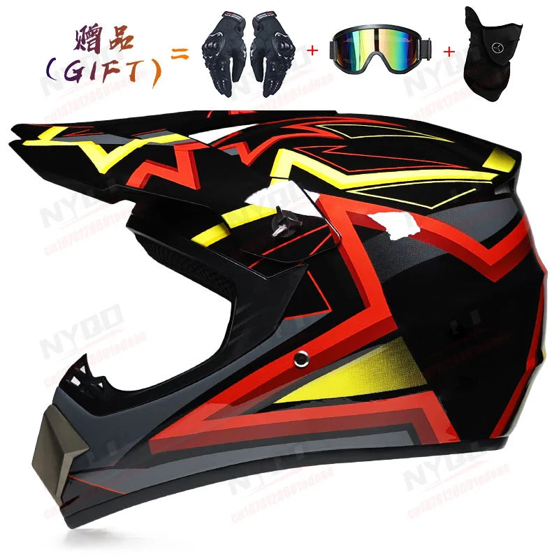 Off-road Motorcycle Helmet, Adult Motocross ATV Downhill MTB DH Helmet with Visor, DOT Approved Capacetes for Riding