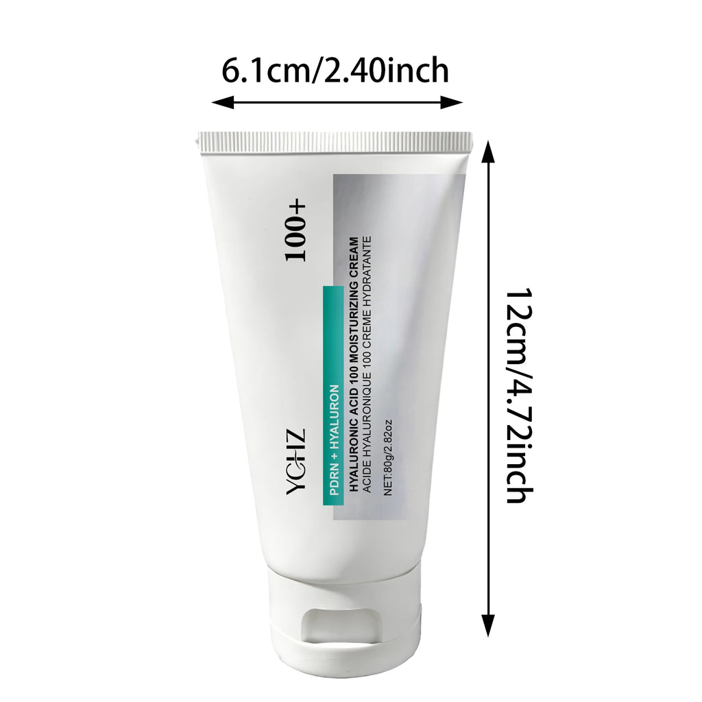 Hyaluronic Acid 100% Moisturizing Cream, Lightweight, Improves Dull Skin and Deeply Repairs Dry and Sensitive Skin, Anti-Aging Cream, Korean Skincare - 80g