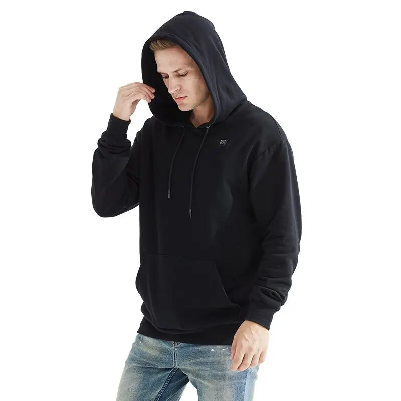 Men's Winter Warm Heated Hoodie 2026 Outdoor Electric USB Charging Heat Jacket Outdoor Sportswear Electric Heated Clothes