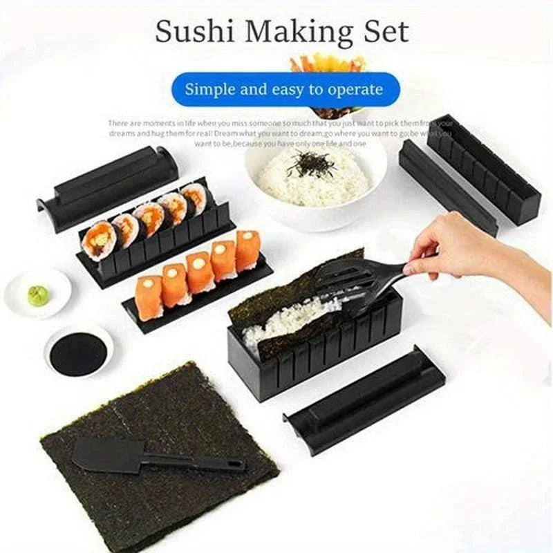 New Sushi Making Kit Sushi Mould DIY Sushi Ware Kitchen Gadget Rice And Vegetable Roll Seaweed Sushi Roll Tool For Beginner
