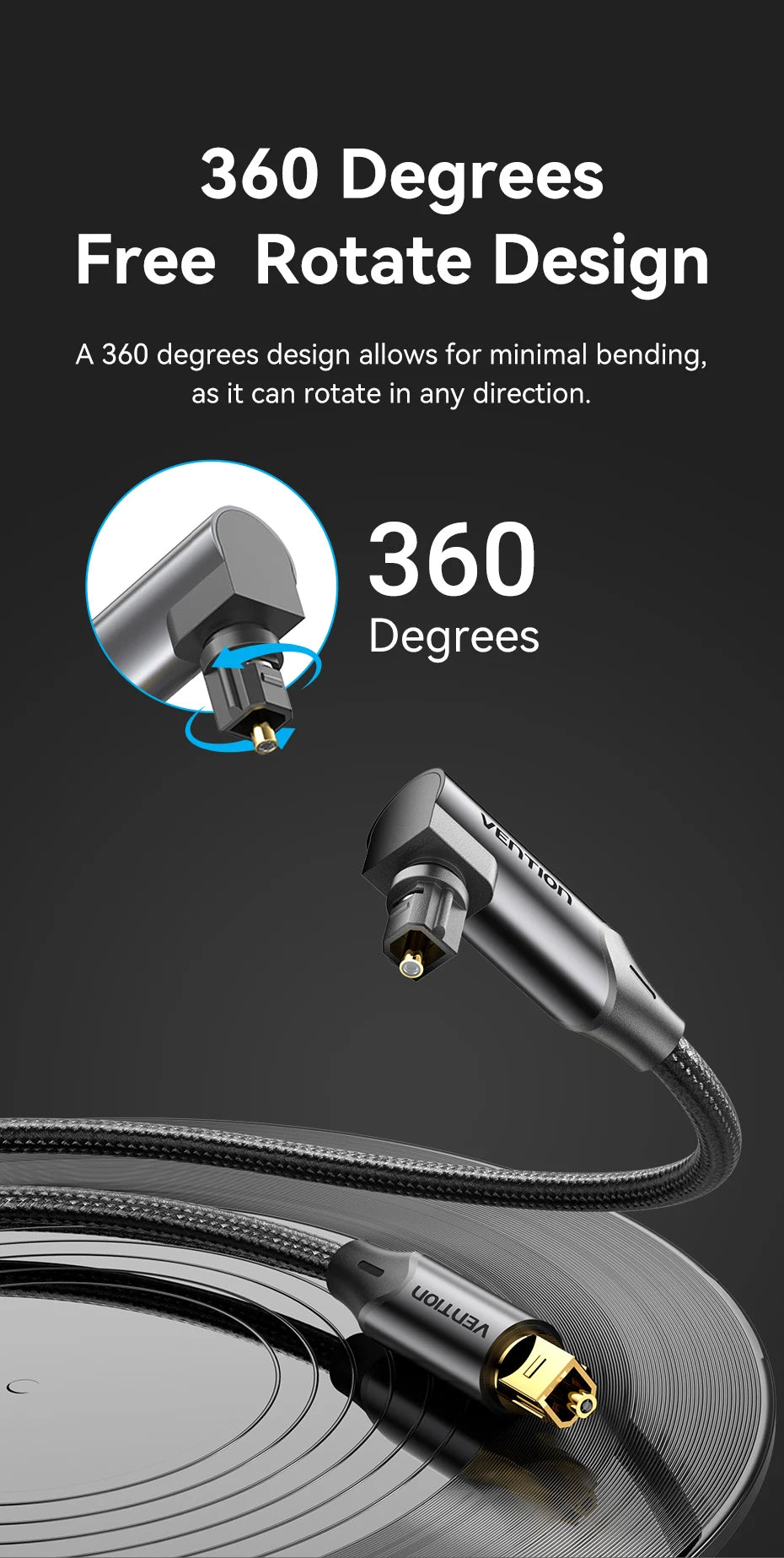 Vention Digital Optical Audio Cable Toslink SPDIF Coaxial Cable 1m 2m for Amplifiers Blu-ray Xbox 360 PS4 Soundbar Fiber Cable