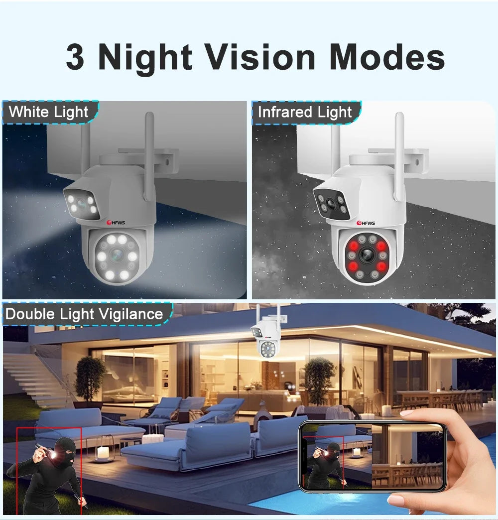 6MP Dual-Lens PTZ Camera Outdoor - WiFi 6/AI Tracking 2-Way Audio IP66 Waterproof CCTV Security System with P2P O-kam Pro