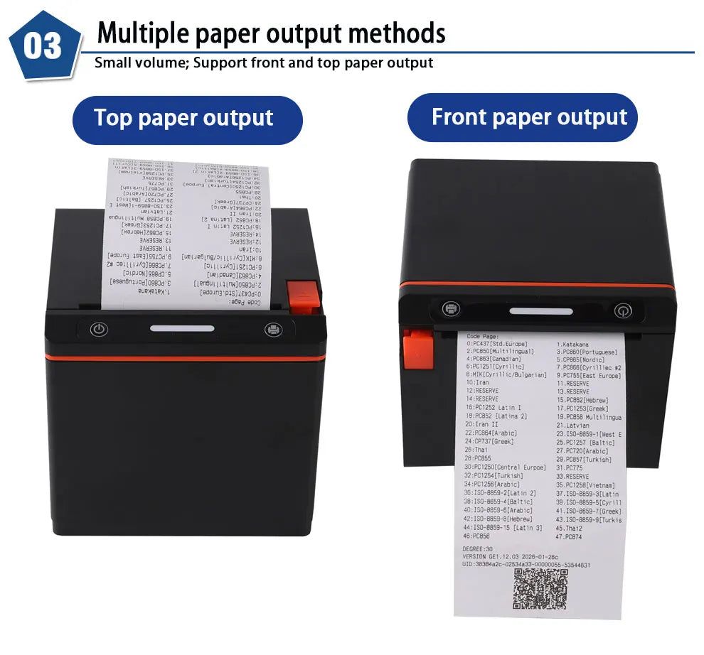 Black Orange 80mm Pos Thermal Receipt Printer Support 58mm / 80mm Paper for Supermarkets and Restaurants
