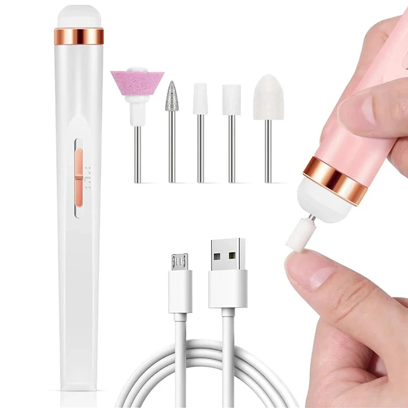 Nail Grooming Set 5-in-1 Professional Electric Machine Lighted Manicure Nail Device Portable Nail File Pedicure Tools Nail Art