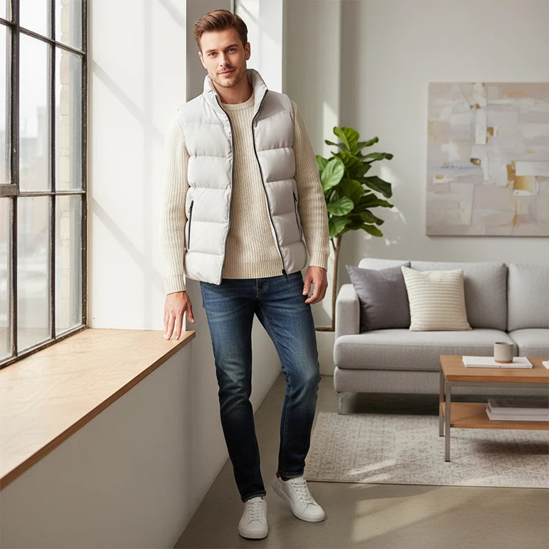 Men's Vest Autumn and Winter New Warm Cotton Waistcoat Vest Korean Style Fashion Joker Fashionable Sleeveless Jacket Top