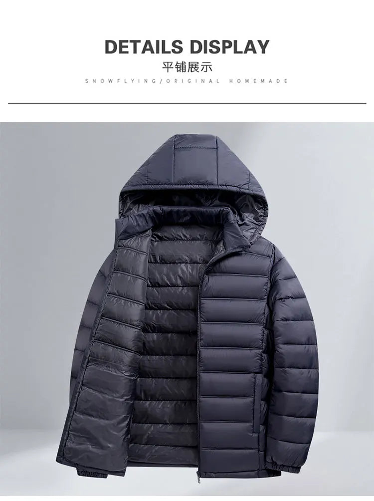 Puffer Jacket Men Hooded Warm Winter Jacket Thick Business Parkas Autumn Outerwear Coat Fashion Casual Lightweight Quilted Coats