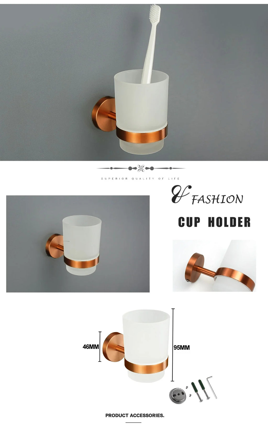 High-quality Brushed Rose Gold 304Stainless Steel Beautiful Wall Hook Toilet Paper Holder Towel Bar Bathroom Accessories