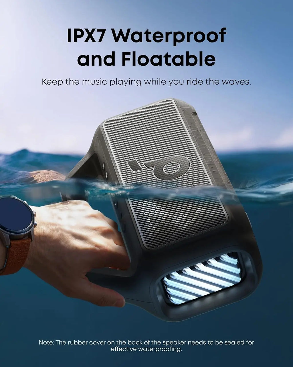 Boom 2 By Anker, Outdoor Speaker, 80W, Subwoofer, BassUp 2.0, 24H Playtime, IPX7 Waterproof, Floatable, RGB Lights, USB-C