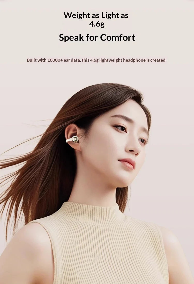Portable Clip-on Earphones Wireless Bluetooth 5.3 Earbuds Hi-Fi Sound Super Long Battery Life Digital Display Noise Reduction