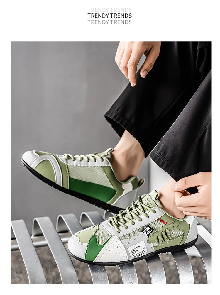Men's Trendy Black and Gray Color-Blocked Mesh Breathable Casual Sports Shoes, Summer Thin Retro Forrest Gump Shoes, Lightweight Soft-Soled Shock-Absorbing Non-Slip Versatile Wear-Resistant Men's Shoes
