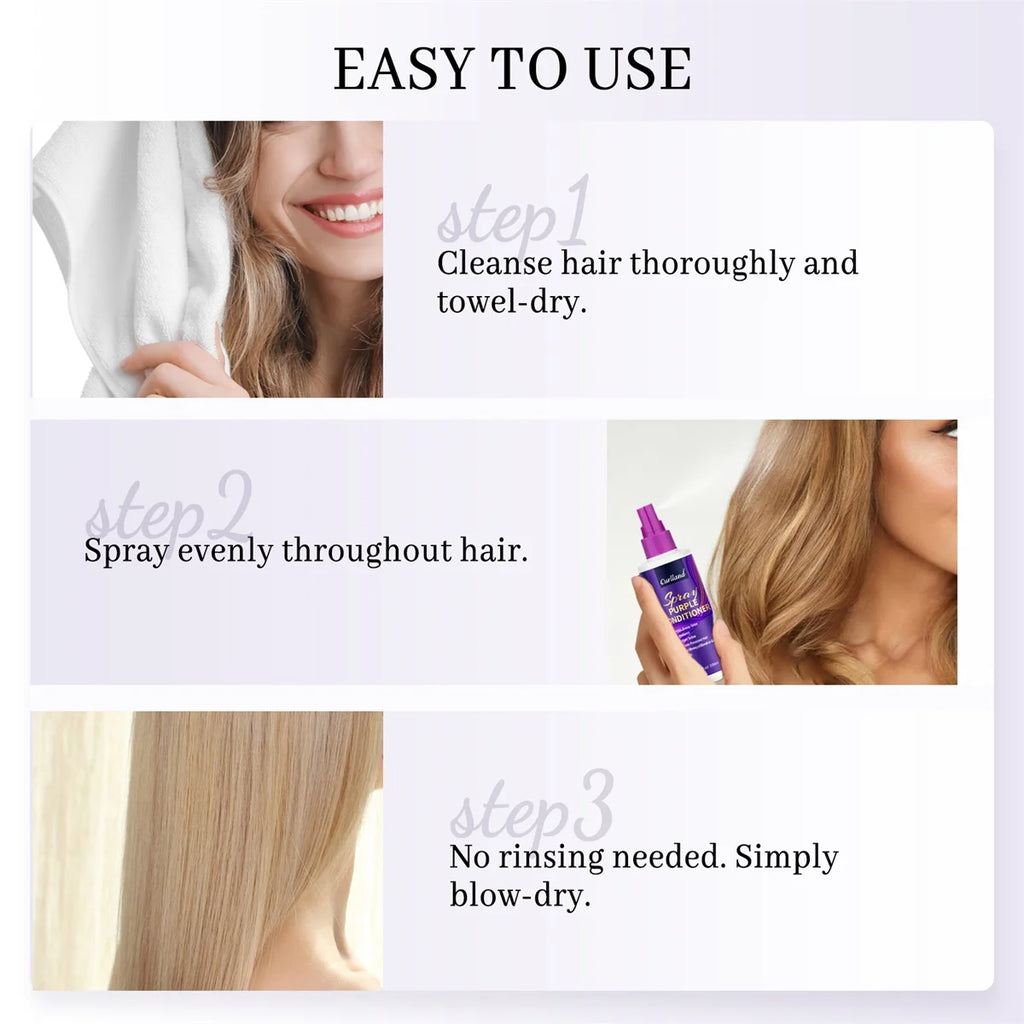 Purple Conditioner Eliminates Brassy Tones,Moisturizer Detangler Spray,Enhances of Blonde Gray Hair Adds Vitality Christmas Gift