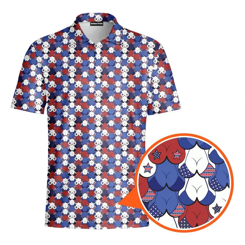 Sexy Over Print Polo Shirt For Men Hip Hop Street Personality Short Sleeve Button Golf Shirts Summer Vacation Carnival Funny Top