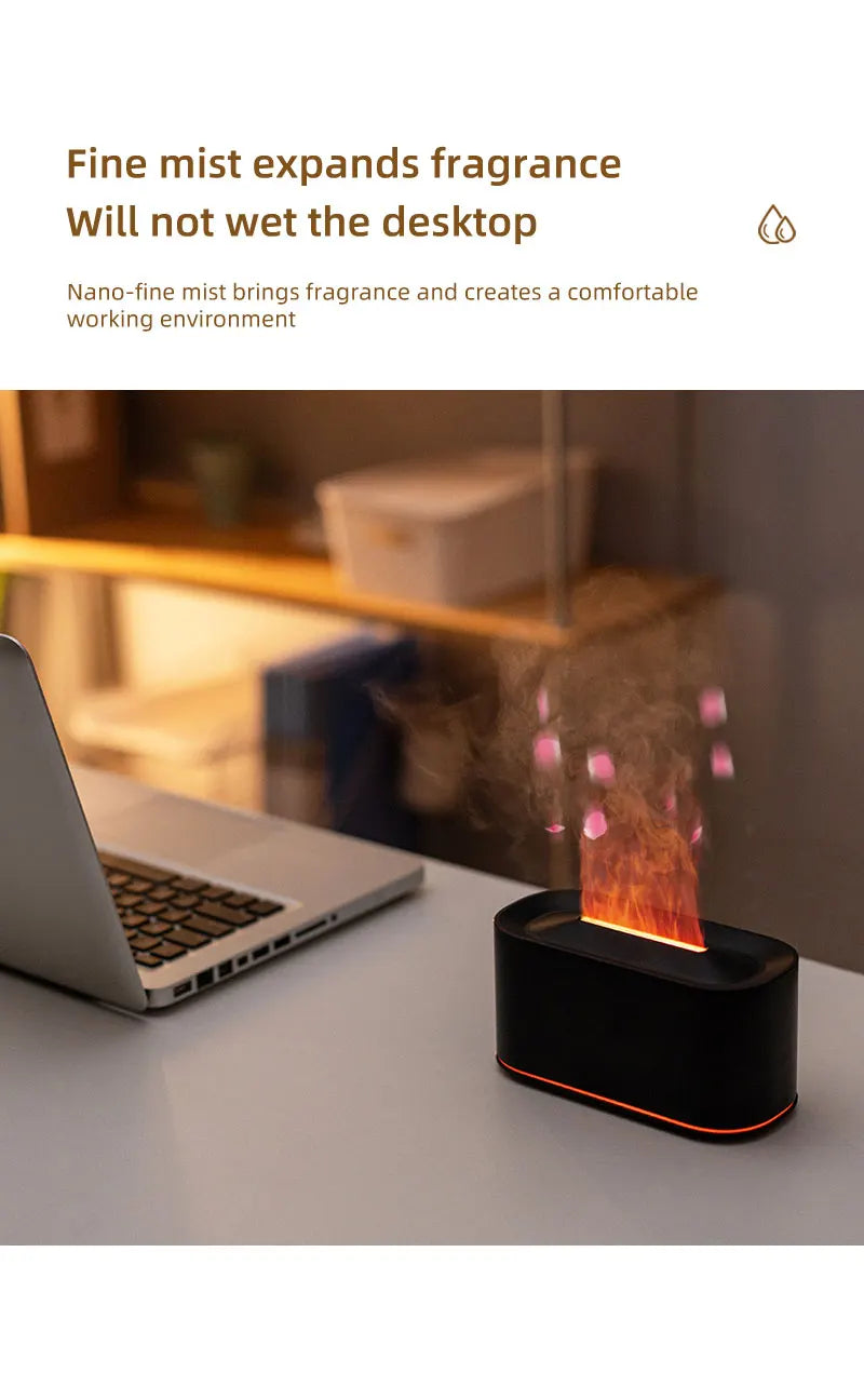 Essential Oil Diffuser,Flame Colorful Water Vapor Fire Humidifier for Aromatherapy Aroma Therapy Machine Room,Flame Diffuser