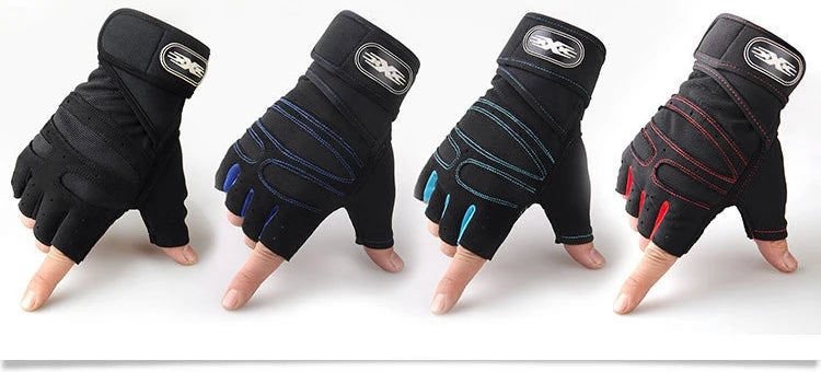 Men Gym Gloves Weightlifting Bodybuilding Training Fitness Fingerless Gloves Half Finger Cycling Gloves Non-Slip Wrist Support