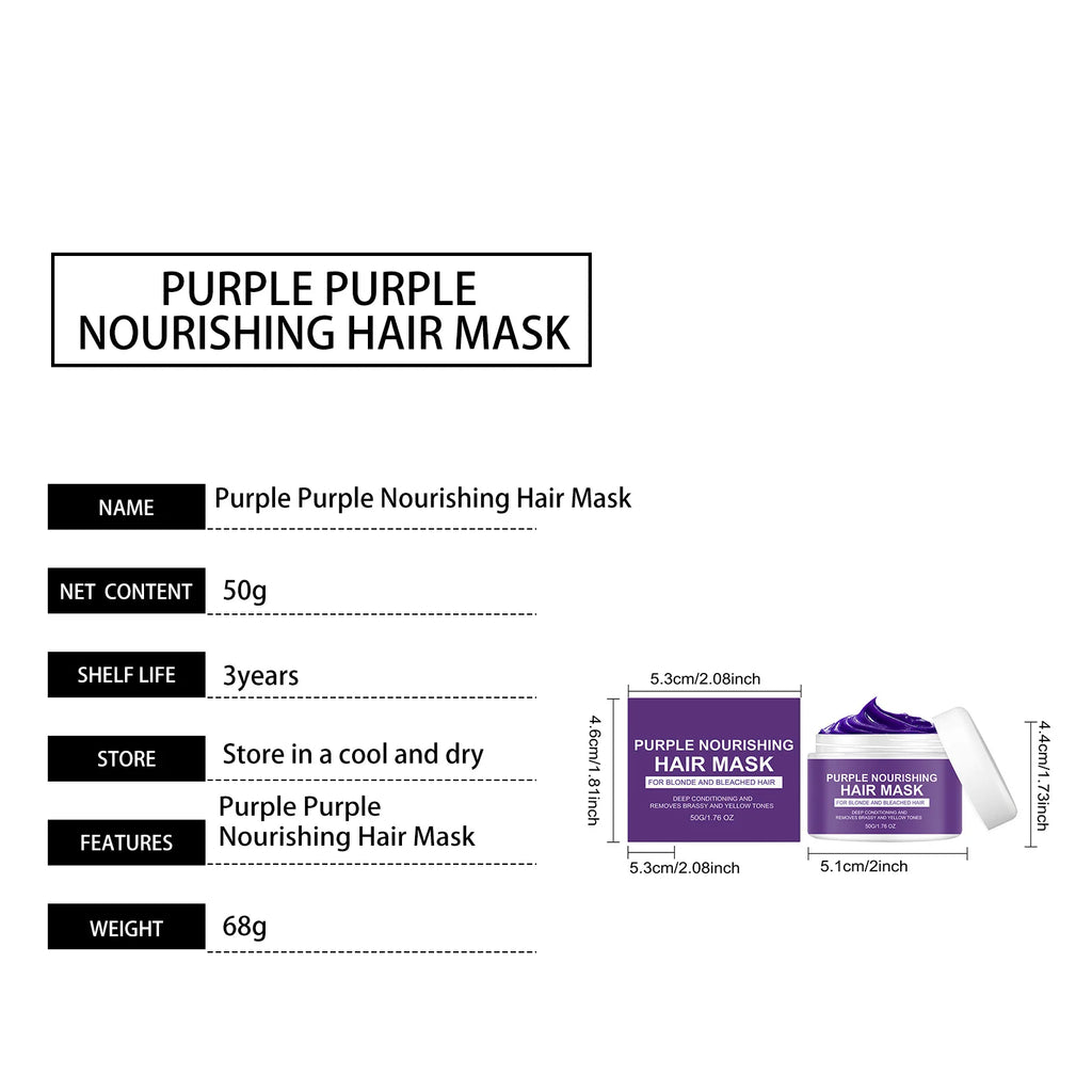 Yellow Remover Purple Hair Mask Gentle Rapid Removal Brassy Yellow Lock Color Shea Butter Deep Conditioning For Bleached Hair