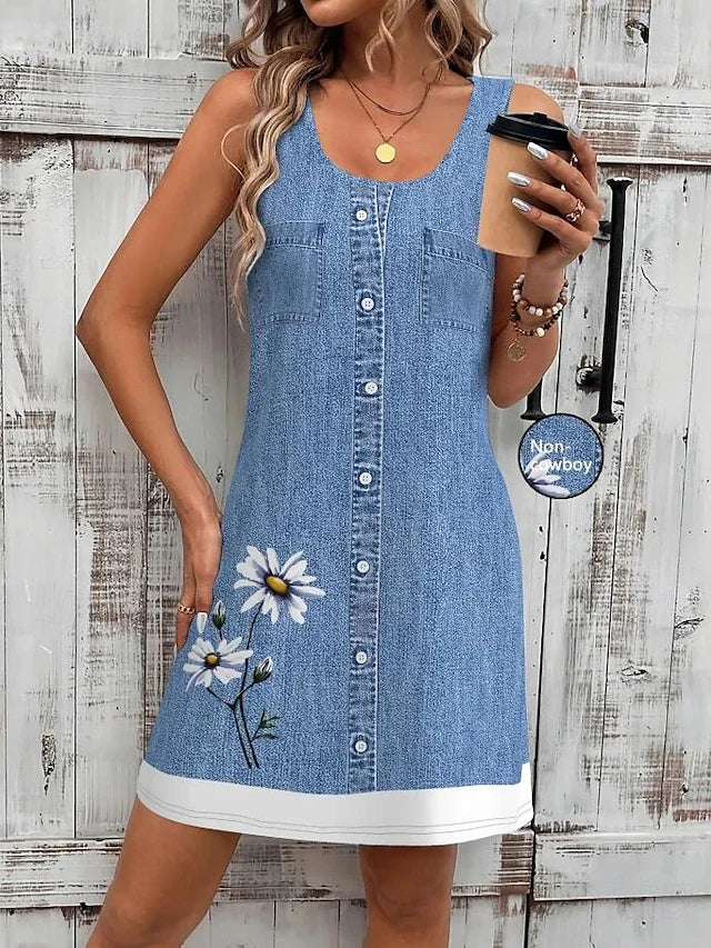 Women's Dress Petite Dress Sundress Tank Dress Summer Dress Stylish Vacation Daily Holiday Loose Fit Floral Sleeveless Crew Neck