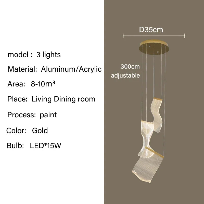 Modern LED Pendant Lights Living Dining Room Lighting Lustre Decor Chandelier Indoor Villa Duplex Stairs Hanging Lights Fixture