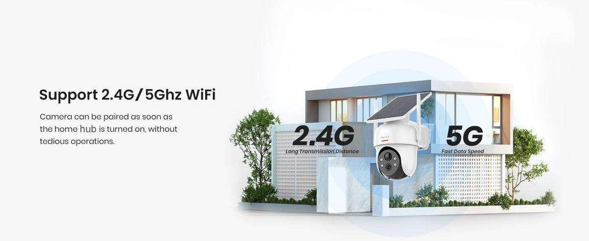 Dekco 3MP Solar Camera System 2 Cam Kit Wireless Cam System Surveillance Wifi PTZ Camera Set with Home Hub Support Alex