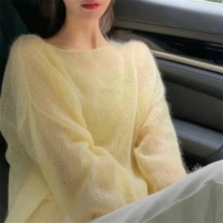 Korean Style Office Basic 2023 Pullovers Women Solid Summer Hollow Out Thin Fashion Loose Sun-proof Casual Cozy Popular Tops