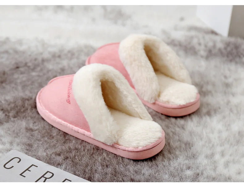 Big Size 47 Men Winter Slippers Furry Warm Home Shoes Men Couples House Floor Slides Slip On Footwear Comfortable Soft Bedroom S