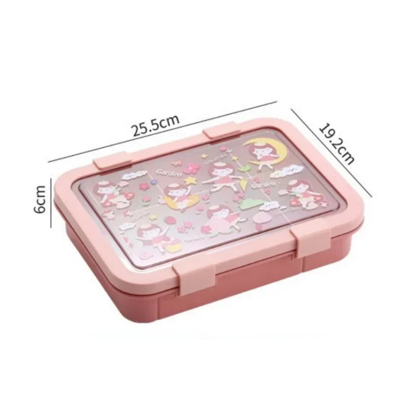 1500ML Cartoon Lunch Box Portable Rectangular Kids Students Office Benton Box Leakproof Food Container Microwave Oven Tableware