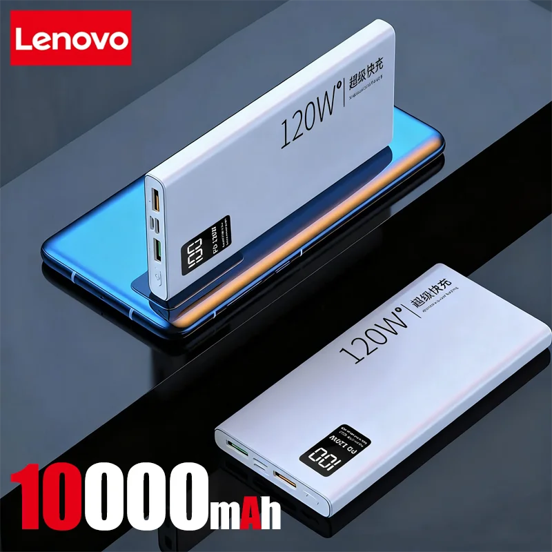 Lenovo 50000mAh 120w Super Fast Charging External Battery Ultra Capacity PowerBank Portable LED Digital Display For IPhone
