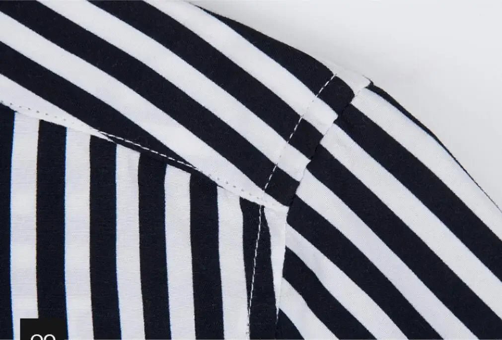 Men's Striped Shirt, Single-breasted Long-sleeved Shirts Autumn New Men Top Red Blue Black Slim Version Male Chemise Asian Size
