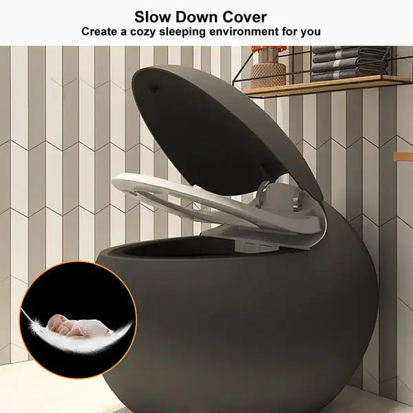 Automatic Matt Grey Color Cute Design Egg Shape 1.28GPF Smart Toilet With Remote Control
