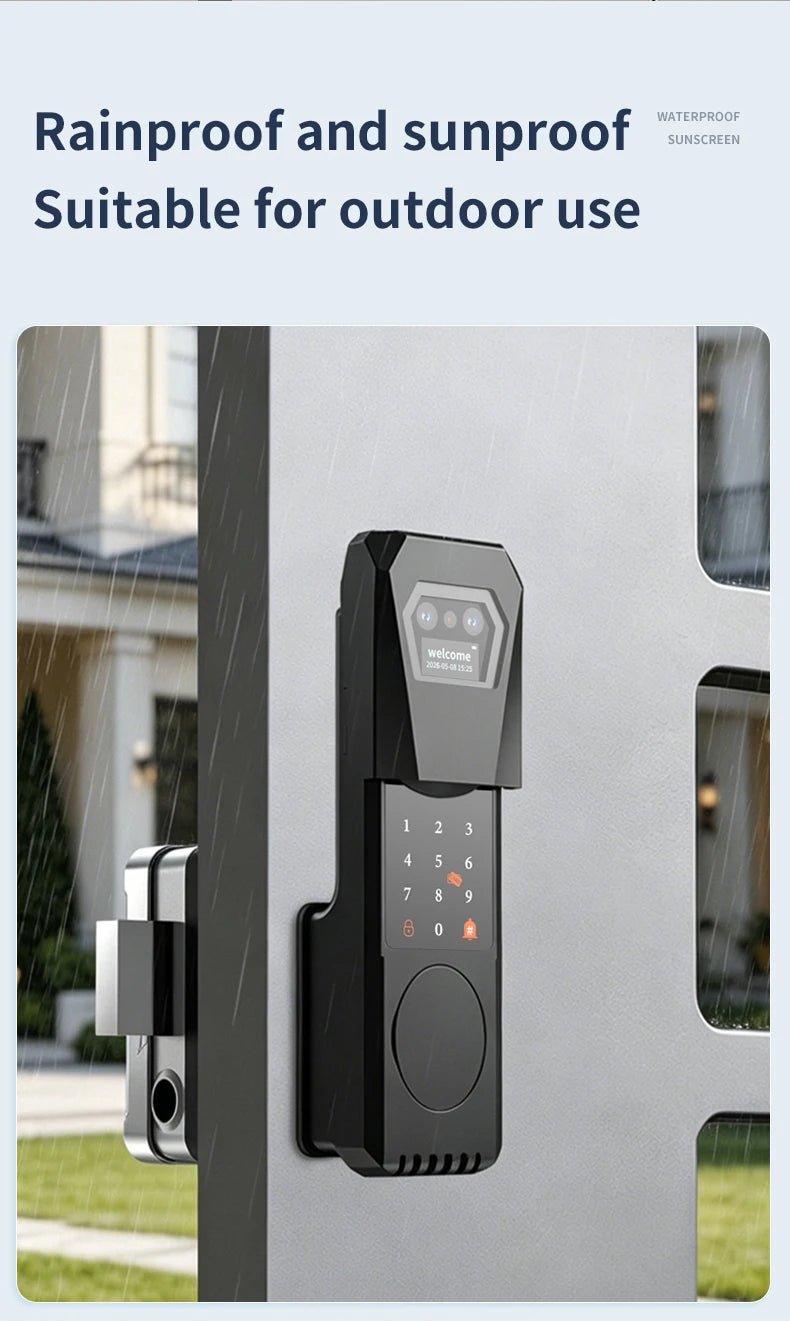 Waterproof Tuya Wifi Smart Lock with 3D Face Recognition Intercom 13 Languages Voice Prompt Display Fingerprint Passcode IC Card