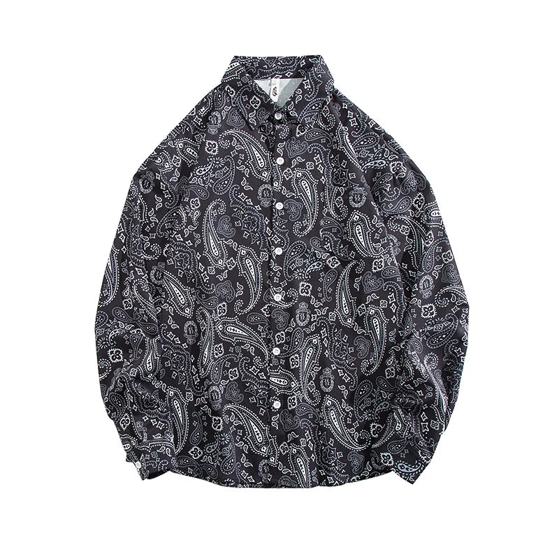 Memz Trendy Long Sve Loose Fit Collared irt for Men with Texture Embroidery Hong Kong Sle Versatile Faionable irt