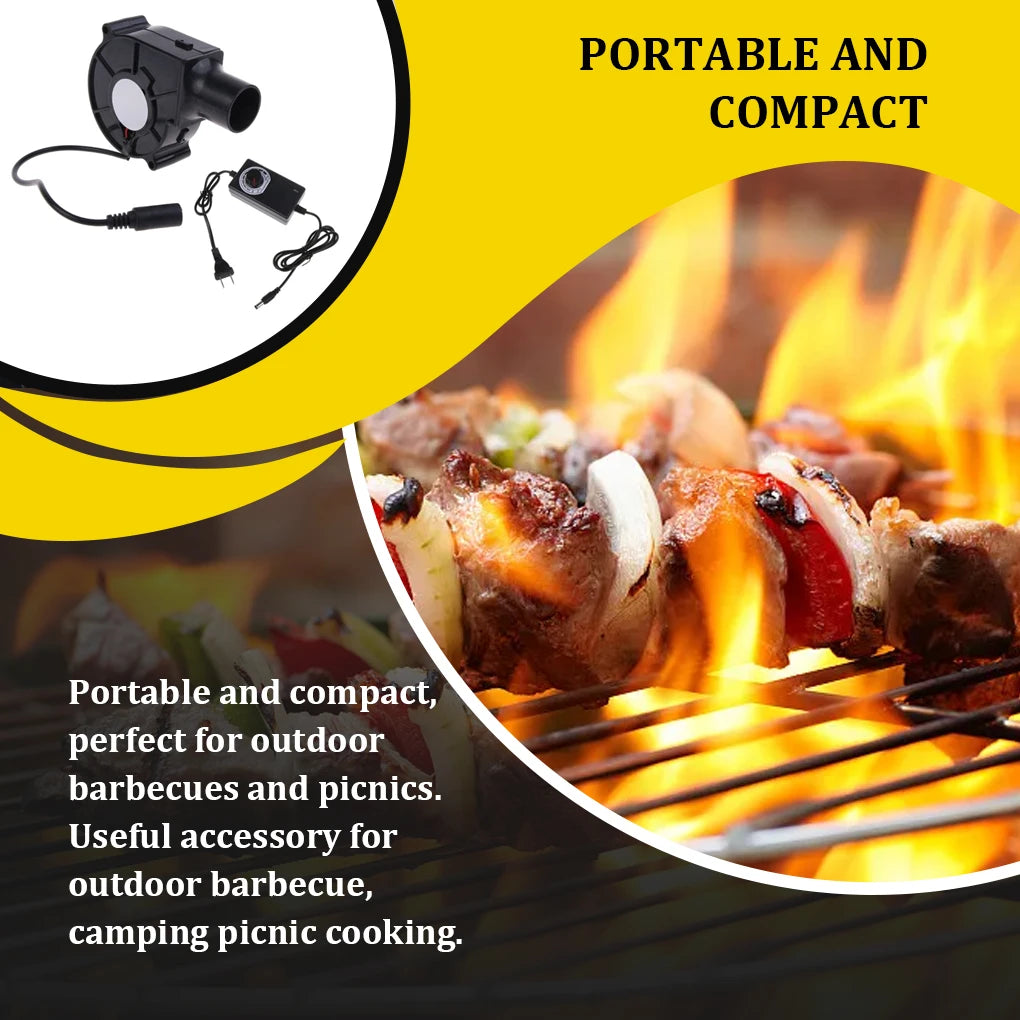 220V BBQ Fan Small Blast Engine with Air Collecting Adjustable Speed Cooking Tool US/EU Plug Handheld Barbecue Blower Camping