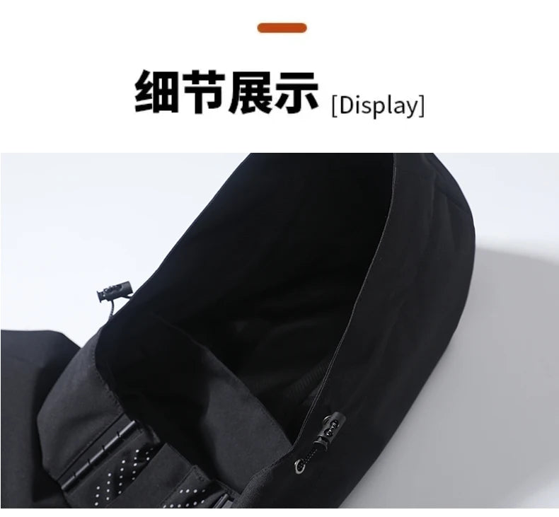 Multifunctional men's outdoor jacket, windproof, rainproof, and warm autumn/winter hooded jacket, outdoor raincoat, mountaineeri
